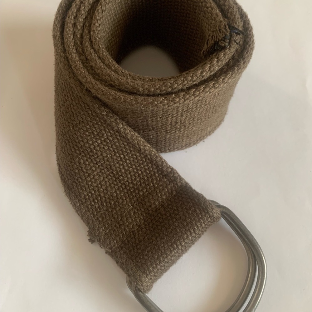 Brown Canvas Belt with Silver Buckle
